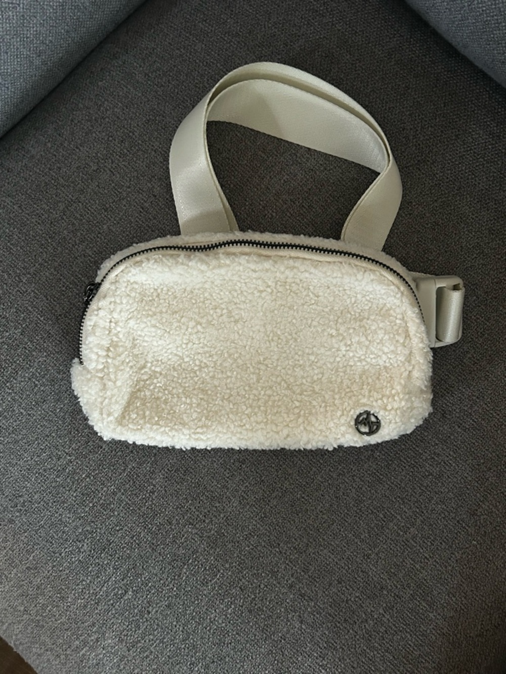 Cream Sherpa Crossbody Belt Bag